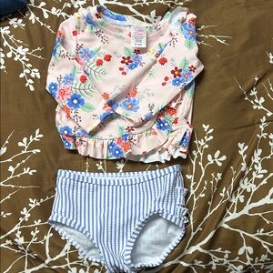 Ruffle Butts Floral and Striped Swim Set
